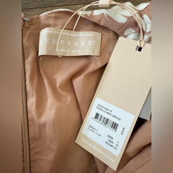 NWT Keepsake The Label Rosa Long Ballon Sleeve Floral Midi Dress Size 8 (AUS 12) - Picture 9 of 13